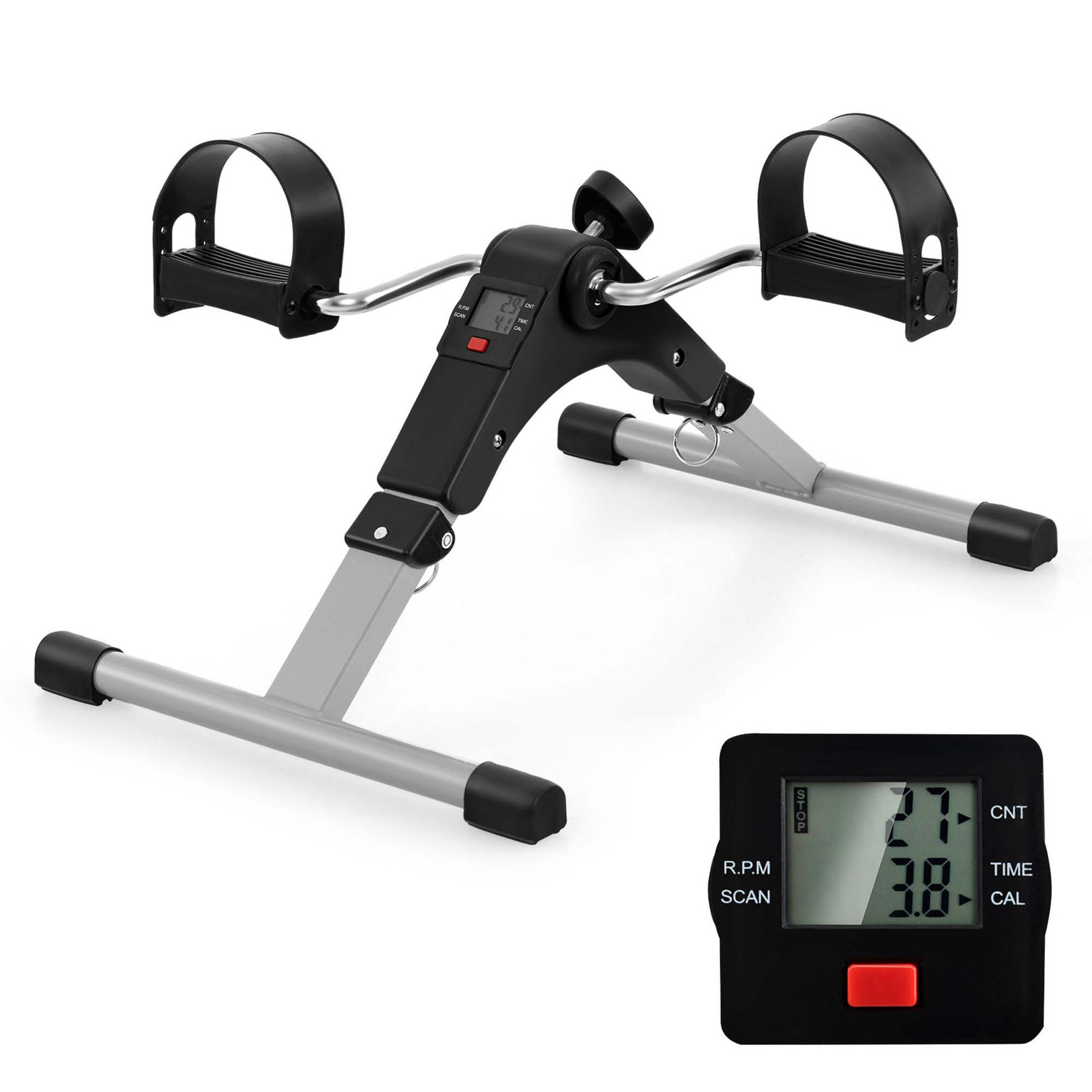 Costway Folding Fitness Pedal Stationary Under Desk Indoor Exercise Bike for Arms Legs