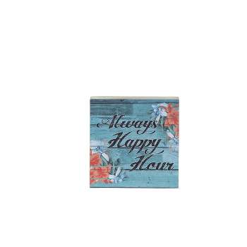 Beachcombers Always Happy Hour Mini Block Decor Decoration Sign Home Decor With Sayings 4 x 0.98 x 4 Inches.