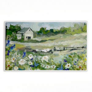 Stupell Industries Barn With White Flowers Printed Plush Bath Mat And Bath Rug, Design By Susan Winget, 18"X30" - 1 of 4
