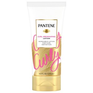 Pantene Hair Lotion, Moisturizing, for Curly Hair, Cream Reshapes and Defines Curls with Vitamin B5, Safe for Color Treated Hair, Pro-V, 6.0 oz - 1 of 4