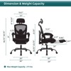 FURNIinspire Task And Office Chairs Retractable Footrest Swivel Office Chair With Lumbar Support Pillow And Padded Armrests, Black, 39"*26"*51" - 3 of 4