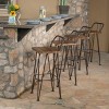 Denali 4pk Acacia Wood Industrial Barstools Teak - Christopher Knight Home: Weather-Resistant, Iron Frame, 30" Height - 2 of 4