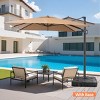 Pellebant 9x11FT Cantilever Umbrella Outdoor 360 Degree Rotation Offset Umbrella 6 Heights Adjustable with Base Black - 2 of 4