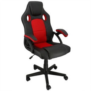 Elama High Back Adjustable Faux Leather Office Chair in Black and Red - 1 of 4