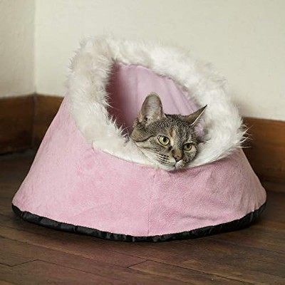 PETMAKER Pet Bed Cave Collection ¨C Cat Houses for Indoor Cats with Removable and Washable Cushioned Cat Bed for Kittens or Small Dogs by (Blue)
