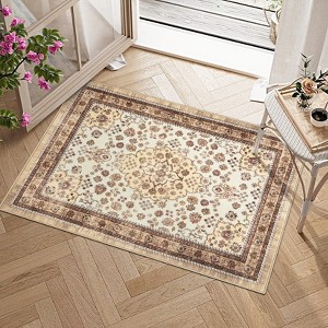 Washable Area Rug Vintage Foldable Thin Rug,Soft Low-Pile Non-Slip Stain Resistant Floor Indoor Outdoor Carpet - 1 of 4
