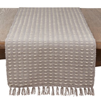 Saro Lifestyle Dashed Woven Table Runner, Gray, 16