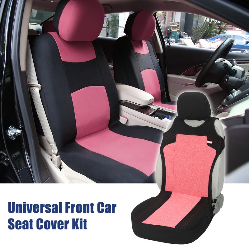 Unique Bargains Universal Cloth Fabric Seat Protector Pad Front Car Seat Cover Kit Red, 3 of 6