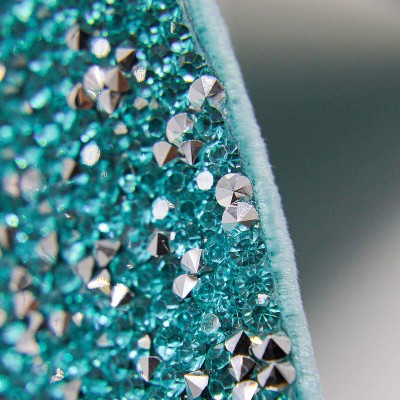 Turquoise Velvet Rhinestone Square Throw Pillow