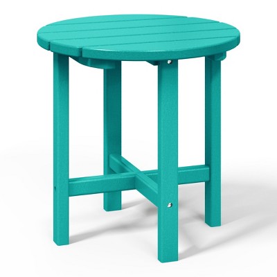Turquoise Round HDPE Plastic Outdoor Side Table