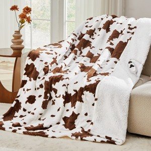 Inhand Heated Blanket Electric Throw - 50"x60" Cow Print Flannel Heating Blanket Throw Auto-Off 10 Heat Level Over-Heat Protection - 1 of 4