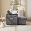 Storage Chaise Lounge Upholstered Accent Chair Lazy Single Sofa Couch Leisure Chair with Phone Stand, Pillow, Side Pocket, Bottom Storage - ModernLuxe - 3 of 4