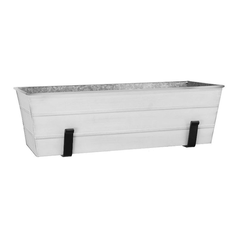 ACHLA Designs Galvanized With Wall Brackets Rectangular Steel Planter Boxes, 1 of 6