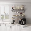 Stainless Steel Wall Mounted Shelf with Hooks, Heavy Duty Kitchen Storage Organizer Rack with Backsplash for Pots Pans Utensils - 3 of 4