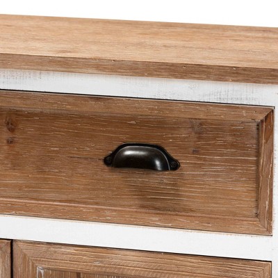 Glynn Two-Tone White and Oak Wood Storage Cabinet