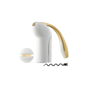 Rabbit Vertical Corkscrew Set White/Gold: Manual Wine Opener, Plastic & Metal, Spot Clean, 8.9" Height, 7.5" Width - 1 of 4