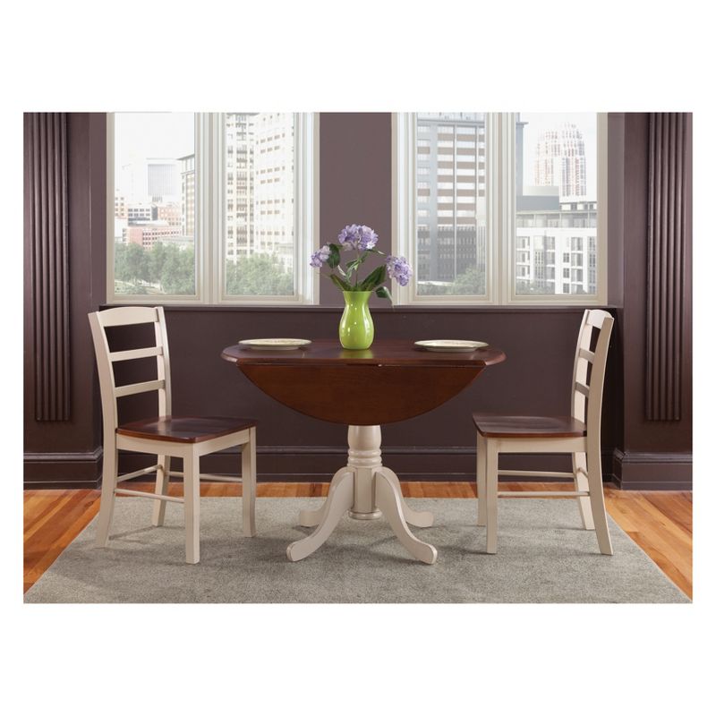 42" Dual Drop Leaf Dining Table with 2 Madrid Ladderback Chairs - International Concepts, 1 of 8