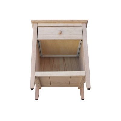 Light Wood 1-Drawer Nightstand with Tapered Legs