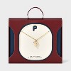 14K Gold Dipped Enamel "P" Initial Pendant Necklace - A New Day™ Gold/White - 3 of 4