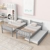 NicBex Twin over Twin Bunk Bed Convertible Triple Wooden Bed Frame with Trundle, Ladder and Full Length Guardrail, No Box Spring Required - 3 of 4