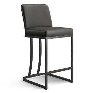 Captiva Designs 24 inch Height Bar Stool with Faux Leather & Padded Seat and Back & Sturdy Steel Frame - 1 of 4