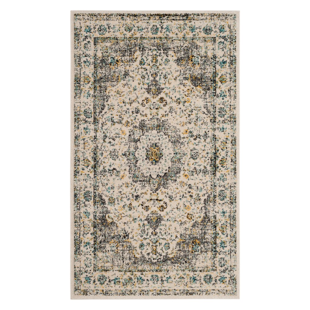 3'x5' Medallion Accent Rug Gray/Gold - Safavieh