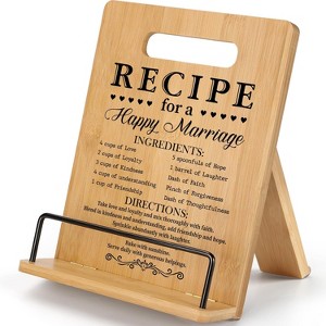 The Ultimate Gift for Cooks: Bamboo Cookbook Stand with Measurement Chart | Adjustable, Sturdy Kitchen Organizer - 1 of 4