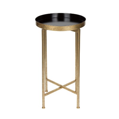 Celia Black and Gold Round Metal Foldable Tray Table