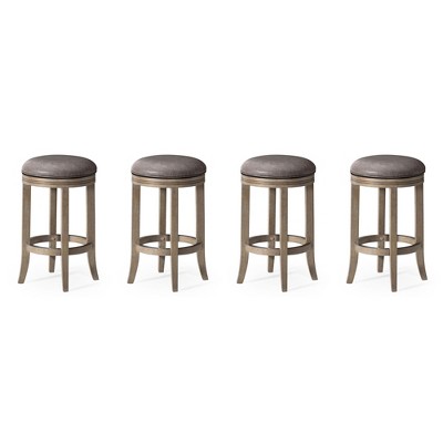 Maven Lane Eva Rotating Backless Kitchen Stool in Vegan Leather Upholstered Seat, Set of 4