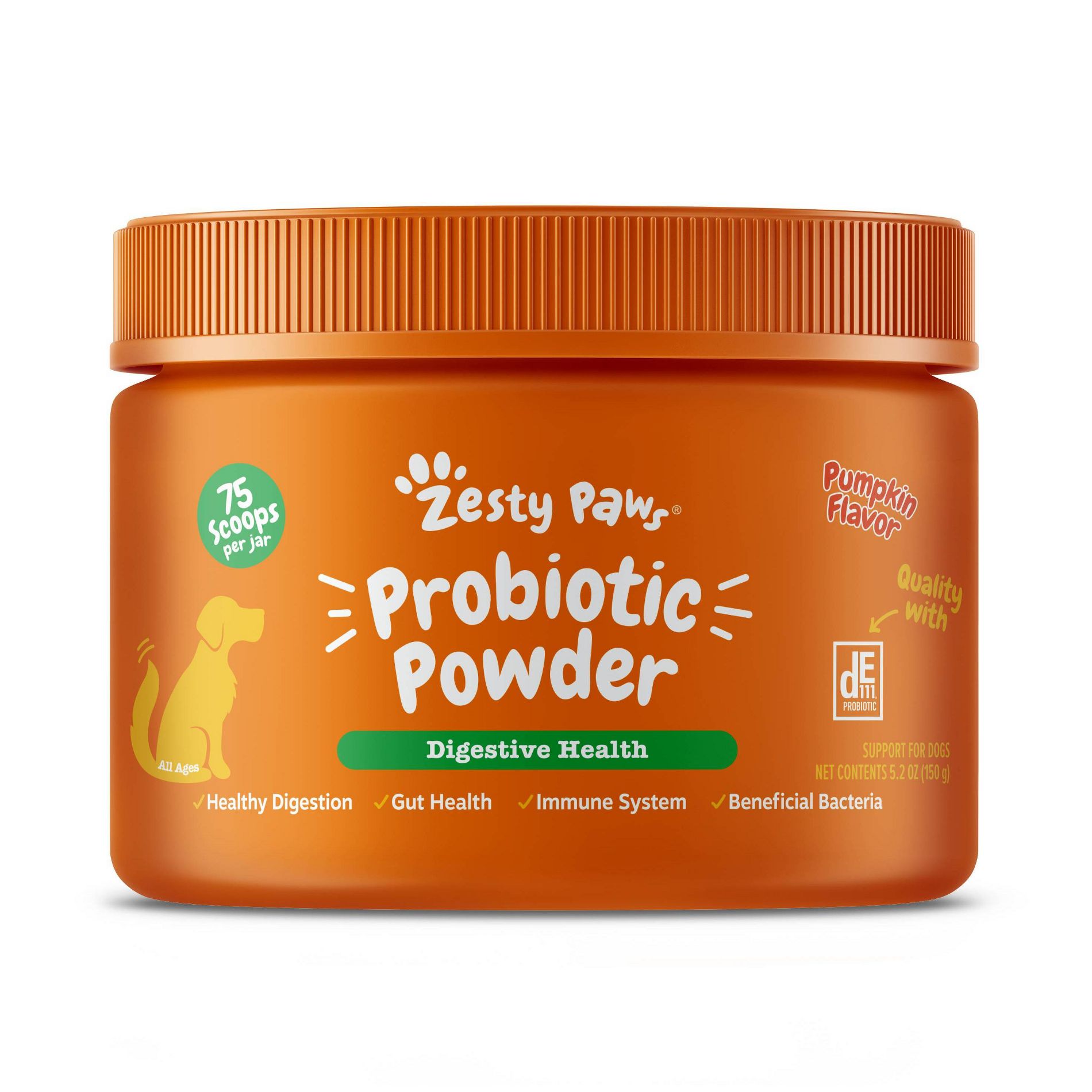 Zesty Paws Probiotic Unflavored Vitamin and Supplements Powder - 150g: Digestive Health, All Ages, Dog