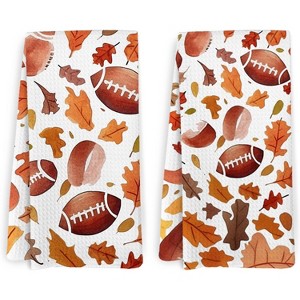 2-Pack Fall Pumpkin Decor Kitchen Towels and Dishcloths, Thanksgiving Day Hand Dish Towel, 16x24 Inches - 1 of 4