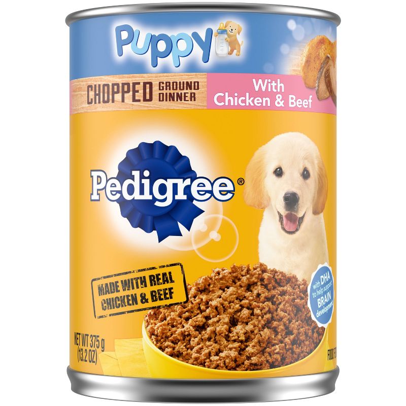 Pedigree Chopped Ground Dinner Wet Dog Food with Chicken &#38; Beef Puppy - 13.2oz, 1 of 6
