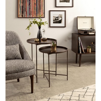 Ulani Bronze Nesting Round Metal Tables Set of 2