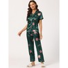 cheibear Women's Printed Short Sleeve Button Down Sleepwear with Pants Pajama Set - 2 of 4