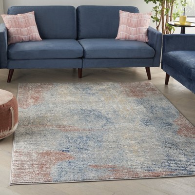 Elysian Ivory Abstract Synthetic 4' x 6' Easy-Care Area Rug
