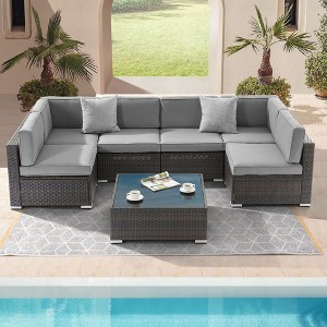 Sonkuki 7-Piece Patio Conversation Sofa Set - 1 of 4