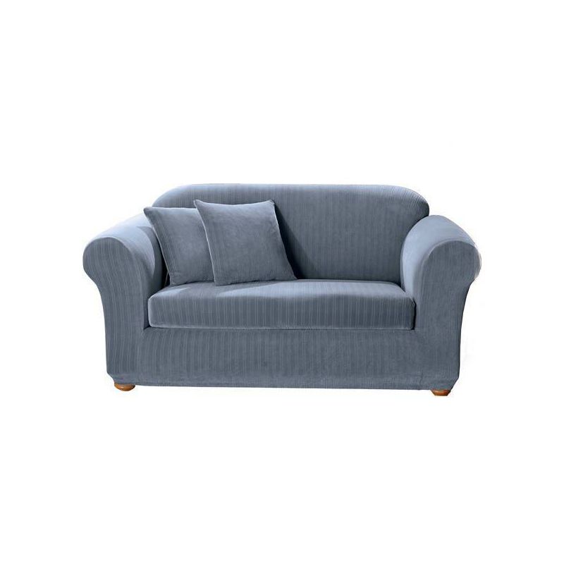Stretch Pinstripe Sofa Slipcover Blue - Sure Fit, 1 of 6