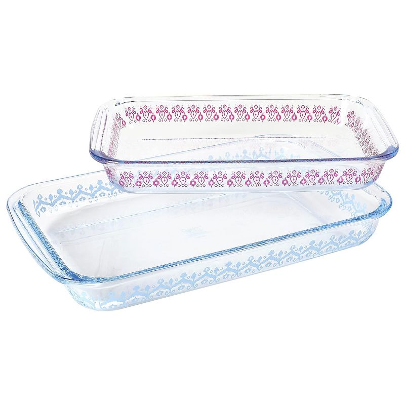 Spice By Tia Mowry 2 Piece 3.1 Quart and 2.3 Quart Glass Baker Set in Blue and Pink, 1 of 8
