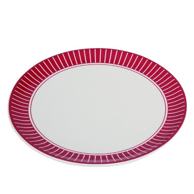 Transpac Dolomite 10.25 in. Multicolor Christmas Snow Stripes Charger Plate