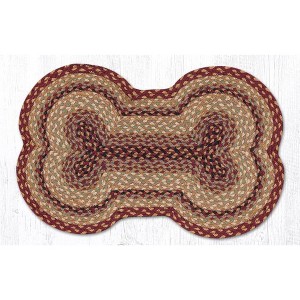 Earth Rugs Braided Cotton Dog Bone Rug – Rustic Pet Mat 18"x28" Burgundy Gray Cream - 1 of 3