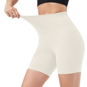 NPolar Women's High Waist Biker Shorts with 6.3In Inseam No Front Seam for Workout Yoga Running Volleyball Dance - 1 of 4