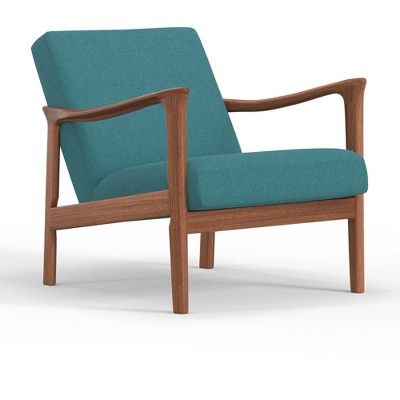 Zephyr Turquoise Mid-Century Modern Wood Lounge Chair