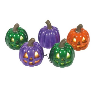 Department 56 Accessory 1.0 Inch Lit Shiny Pumpkins Halloween Village Accessory Village Accessories