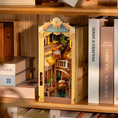 Robotime 3D Puzzles Jigsaw Puzzle Building Kit Book Romantic Bookend Stand DIY Bookshelf Insert Decor Gift, Multicolored,9.06"*12.2"*3.11"