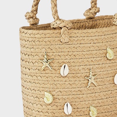 Universal Thread Straw Embellished Mini Tote Bag - Universal Thread™ Natural — фото 5