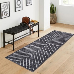 Area Rugs for Living Room Washable Geometric Rug Stripe Farmhouse Non Slip Low Pile Soft Rug for Bedroom - 1 of 4