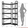 Corner Bookshelf 72"/86" l Shaped Bookcase, Corner Bookshelves Industrial Bookcase 5/7 Tier l-Shape Bookshelf, Large Bookcases with Beaded Design - 2 of 4
