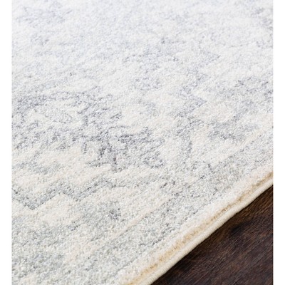 Gray Floral Motif Rectangular Synthetic Area Rug