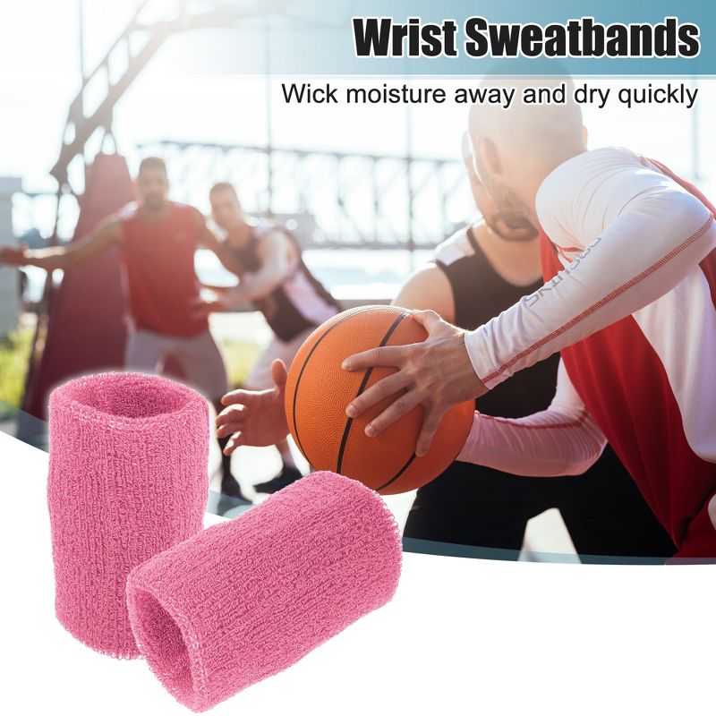 Unique Bargains Wrist Sweat bands Wristbands for Sport Wrist Wraps Absorbing Cotton Terry Cloth 3.15"x3.94" 1 Pair, 2 of 7