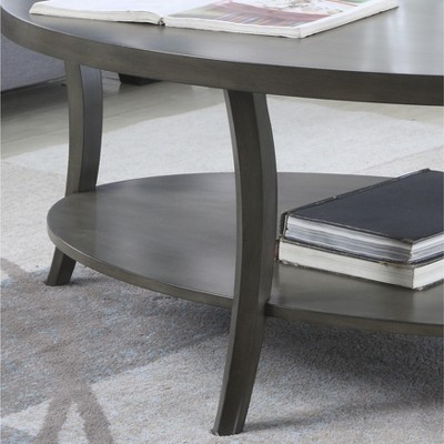 Gray and Wood Oval Coffee Table, 48"